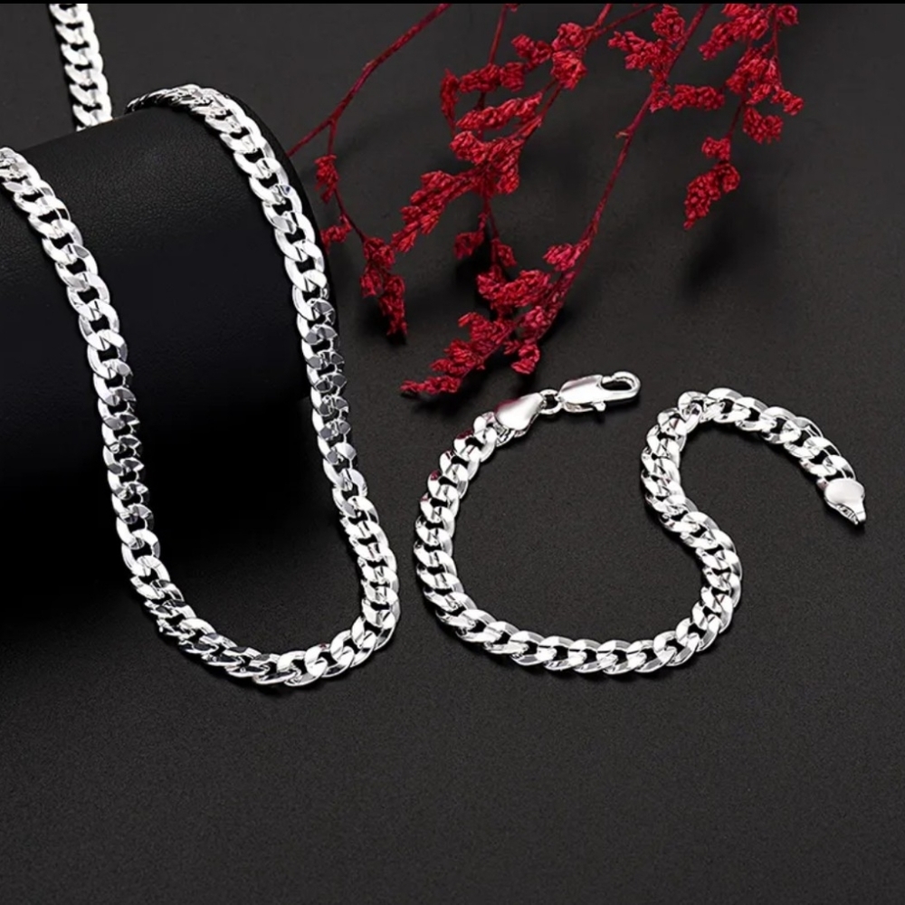 Men's Silver Jewelry Set